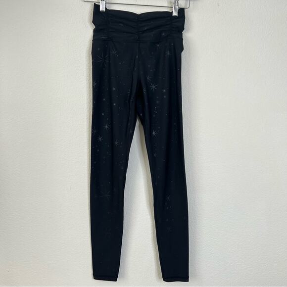 Carbon38 Nova Star Print Leggings Ruched Waistband black gray - Picture 7 of 12